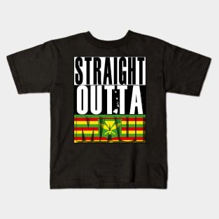 Straight Outta Maui Hawai'i Kanaka Maoli Flag by Hawaii Nei All Day Kids T-Shirt